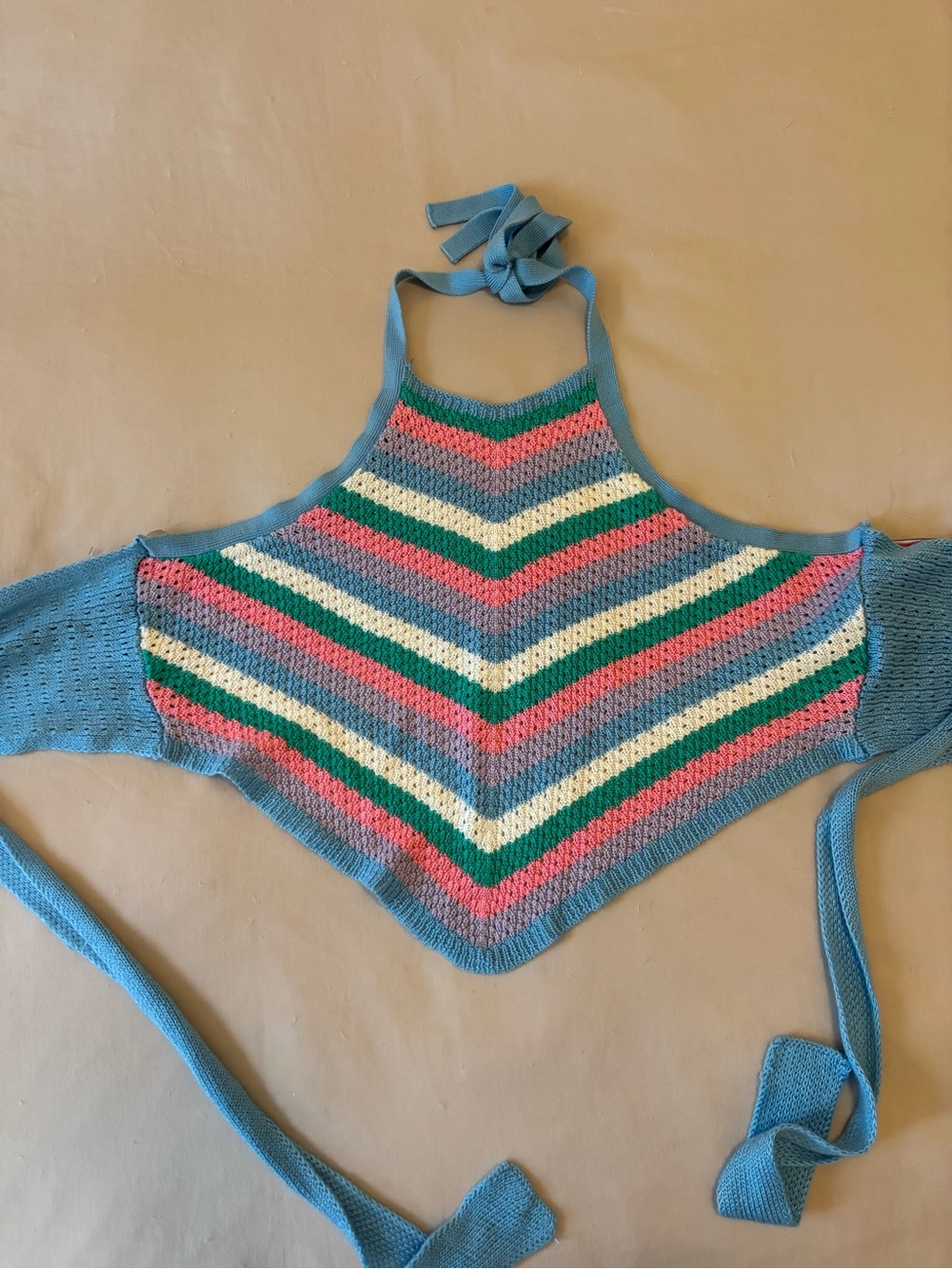 Crochet Chevron Stripe Halter Sweater Top